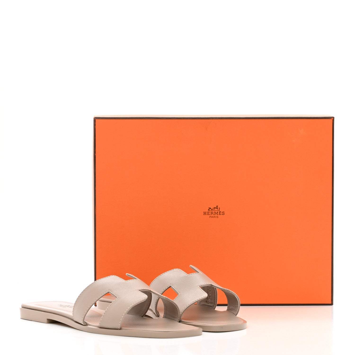 Hermes Box Calfskin Oran Sandals 37 Beige Mastic 7 of 12