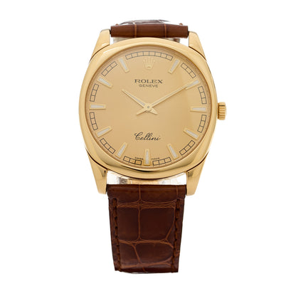 Rolex 18K Yellow Gold Alligator 38mm Cellini Manual Winding Watch Champagne 4243 1 of 6