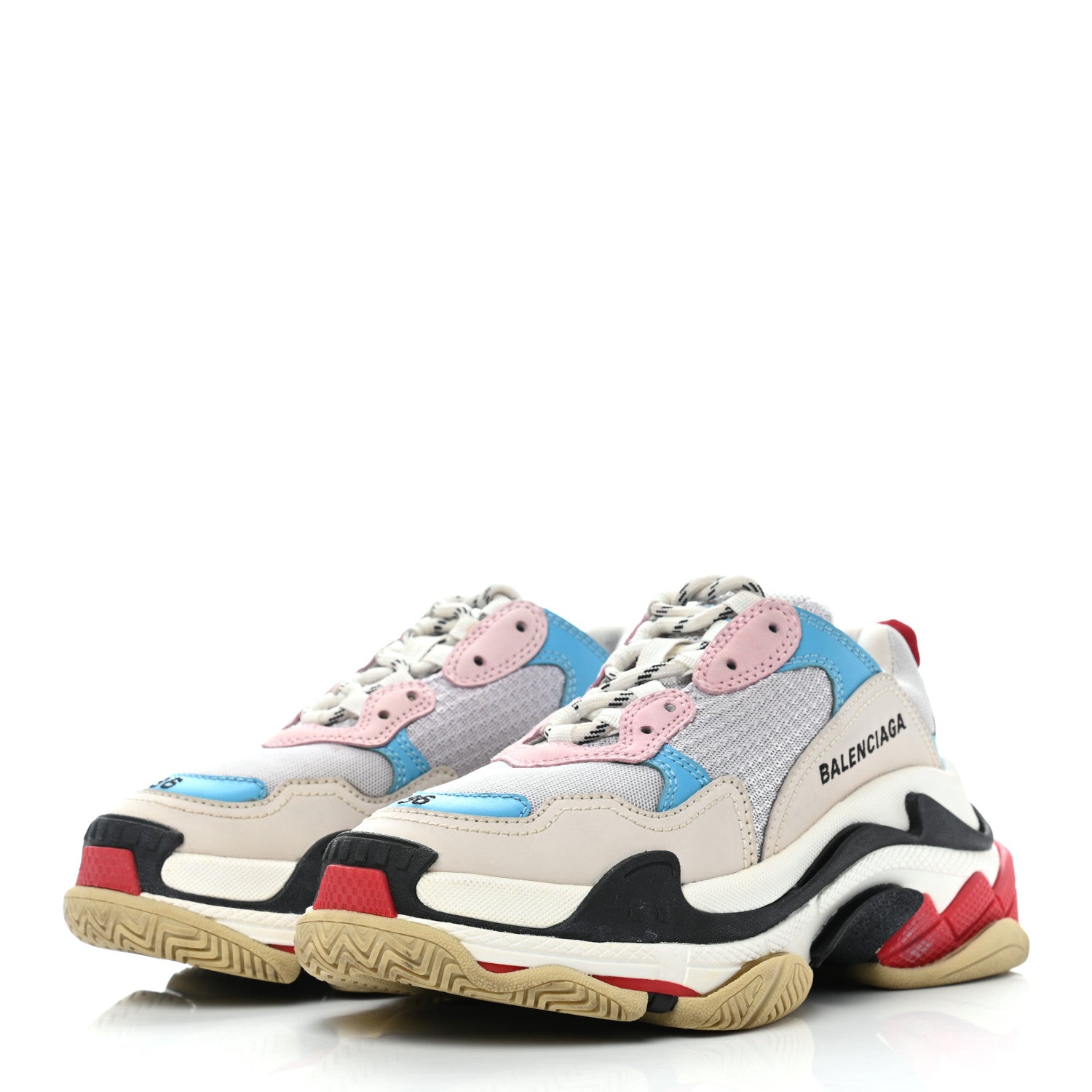 Balenciaga Fabric Mesh Womens Triple S Sneakers 36 White Blue Pink 3 of 9
