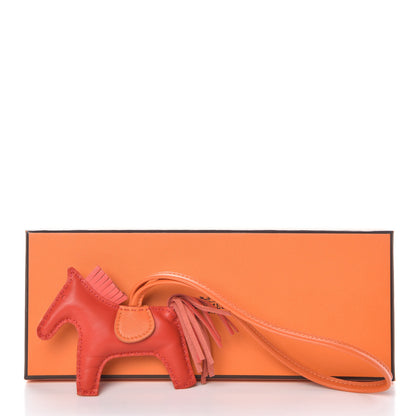 Hermes Milo Lambskin Grigri Rodeo Horse Bag Charm PM Rouge Rose Indien Jaipur Feu 4 of 4