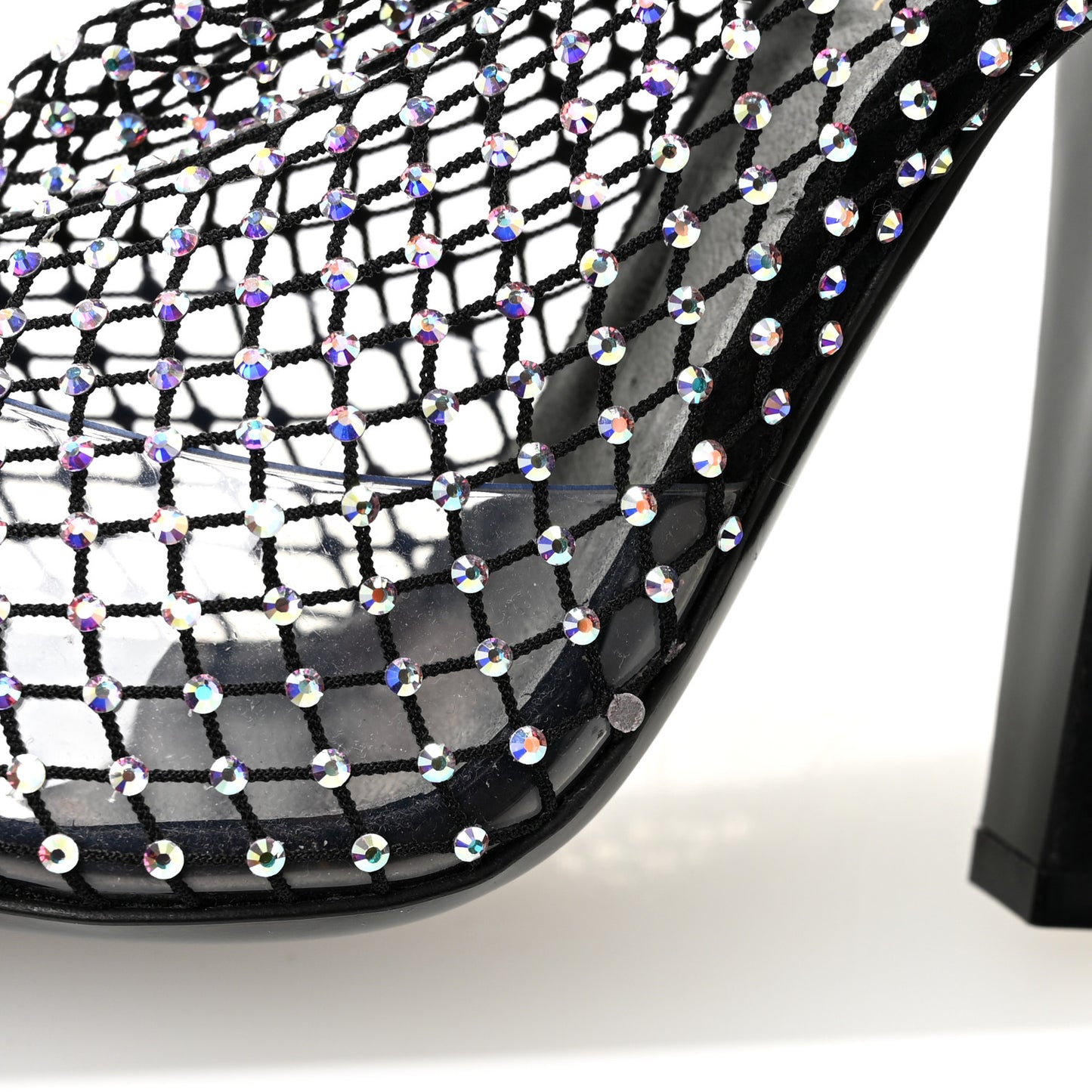 Mesh Crystal 68 Knee High Boots 39 Black