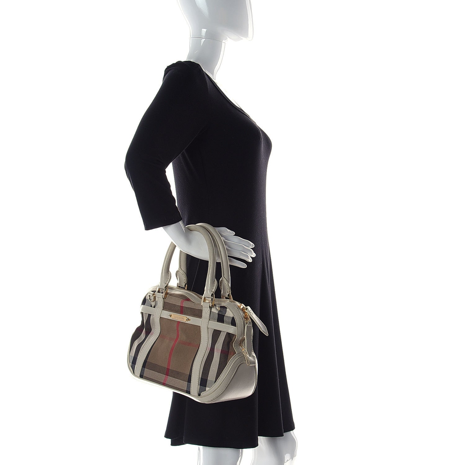 Burberry House Check Bridle Calfskin Small Orchard Bowling Bag White 2 of 13