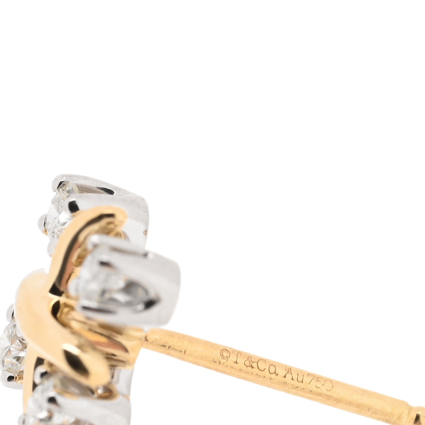Platinum 18K Yellow Gold Diamond Schlumberger Lynn Earrings
