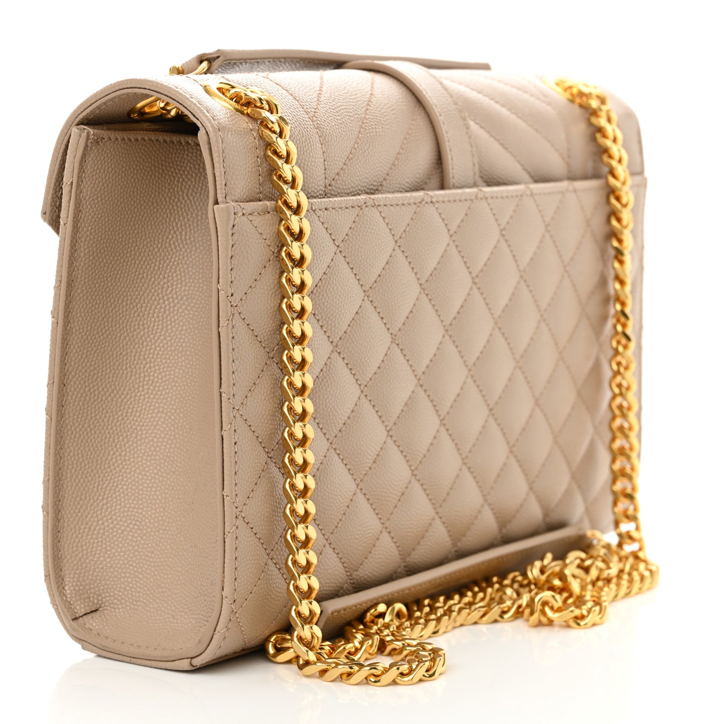 Grain De Poudre Textured Mixed Matelasse Medium Triquilt Monogram Satchel Dark Latte