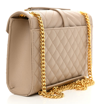 Saint Laurent Grain De Poudre Textured Mixed Matelasse Medium Triquilt Monogram Satchel Dark Latte 3 of 10