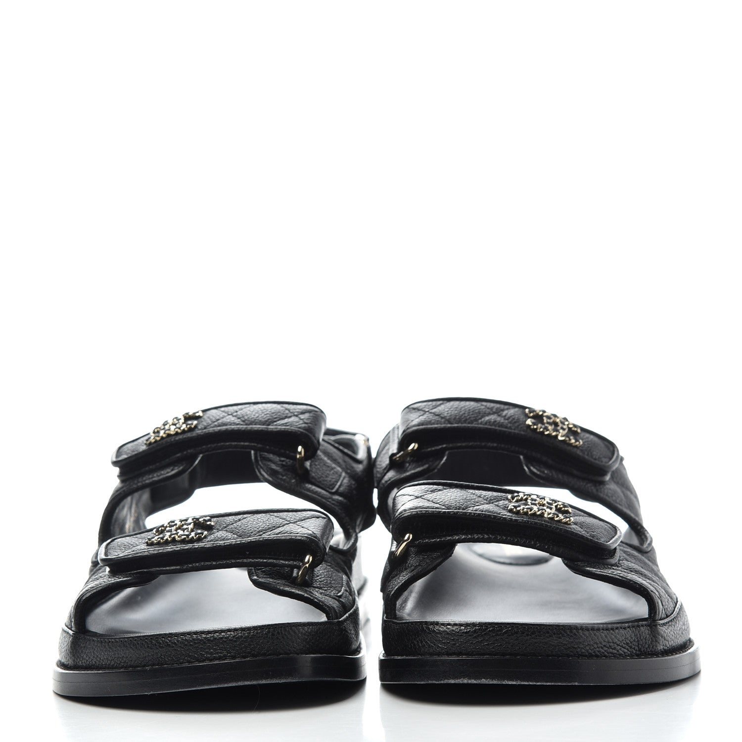 Chanel Grained Calfskin Velcro Dad Sandals 41 Black 2 of 11