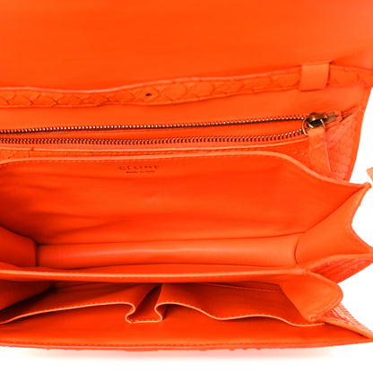 Celine Snakeskin Medium Classic Box Flap Orange 5 of 14
