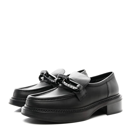 Louis Vuitton Calfskin Oversized Chain Academy Loafers 40 Black 3 of 8