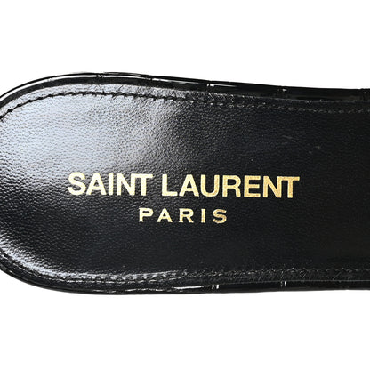 Saint Laurent Patent Croc Embossed Tribute 05 Slide Sandals 38 Black 8 of 10