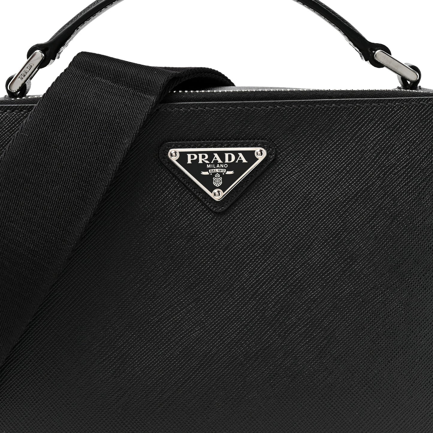 Saffiano Travel Medium Brique Crossbody Bag Black