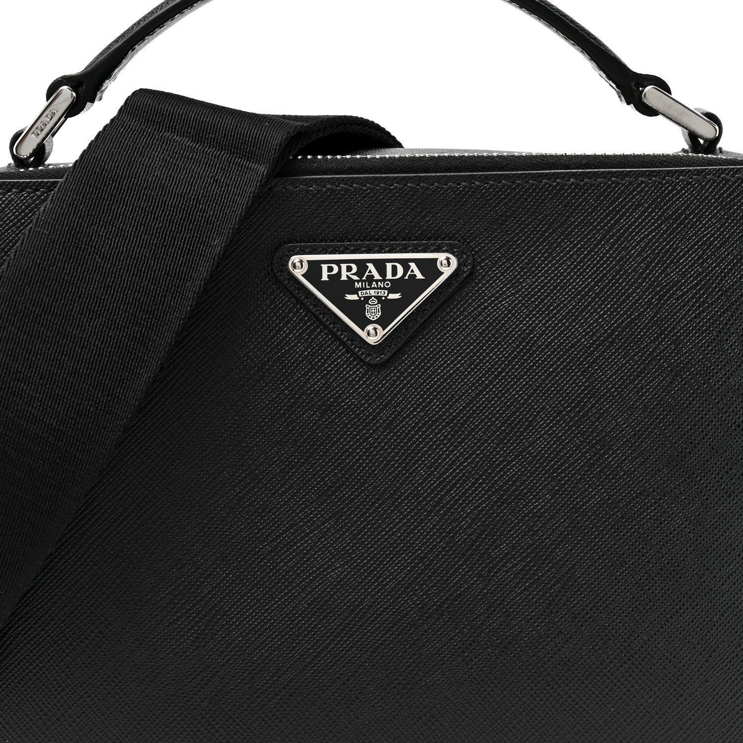 Prada Saffiano Travel Medium Brique Crossbody Bag Black 7 of 9