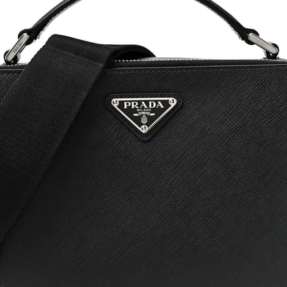 Prada Saffiano Travel Medium Brique Crossbody Bag Black 7 of 9