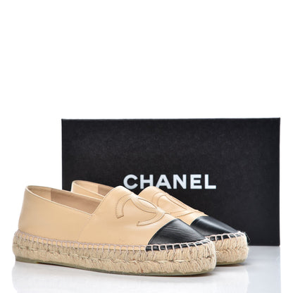 Chanel Lambskin CC Espadrilles 38 Beige Black 11 of 11