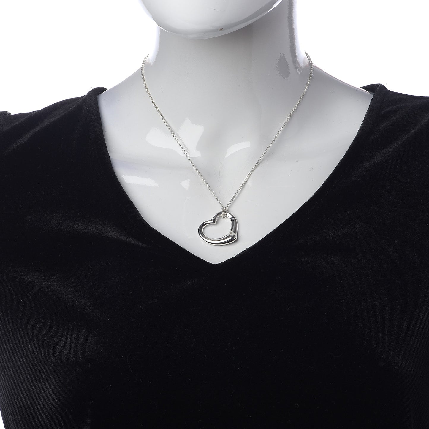 Sterling Silver 27mm Elsa Peretti Open Heart Pendant Necklace