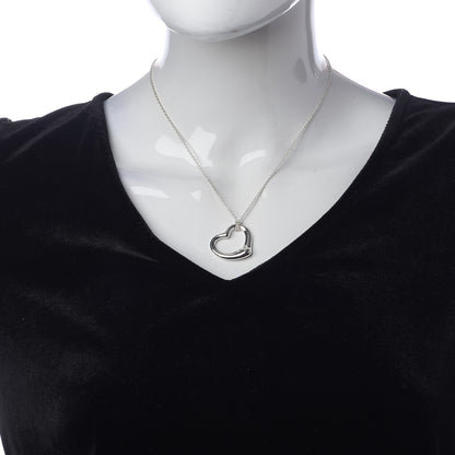 Tiffany Sterling Silver 27mm Elsa Peretti Open Heart Pendant Necklace 2 of 5