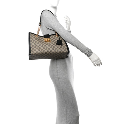 Gucci GG Supreme Monogram Medium Padlock Tote Black 2 of 11