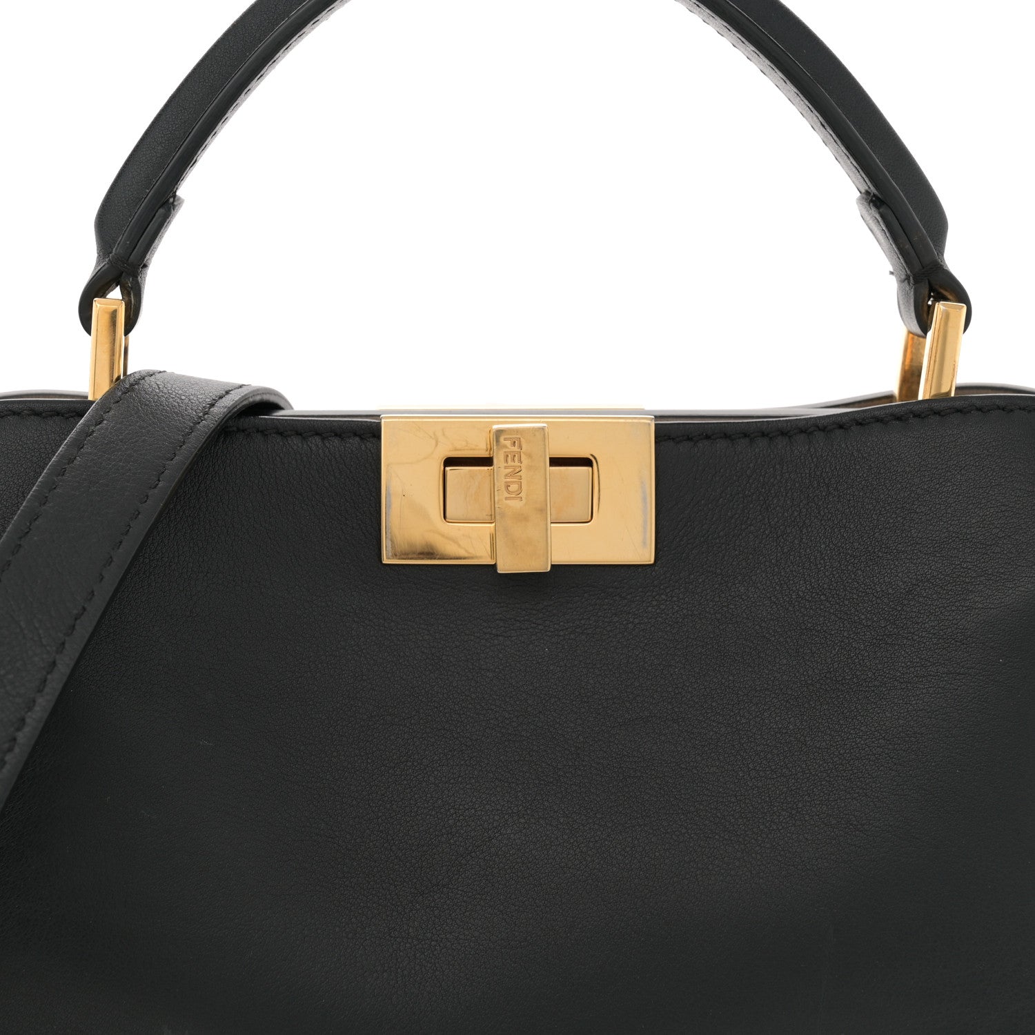 Fendi Vitello Tahiti Burro Medium Peekaboo Iconic Essentially Satchel Black Corda 7 of 15