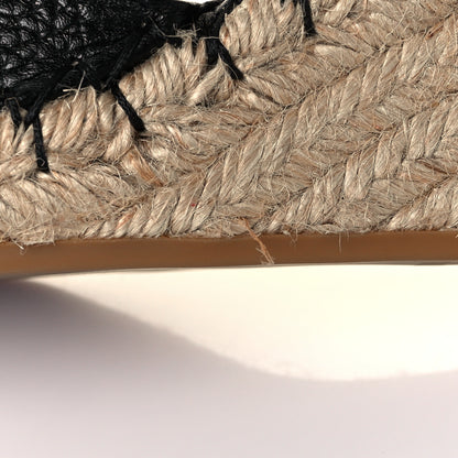 Valentino Garavani Grained Calfskin Rockstud Ankle Wrap Espadrille 15/85mm Wedges 41 Black Light Ivory 10 of 11