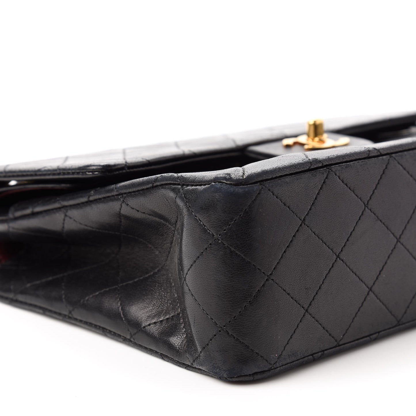 Lambskin Quilted Medium Double Flap Black