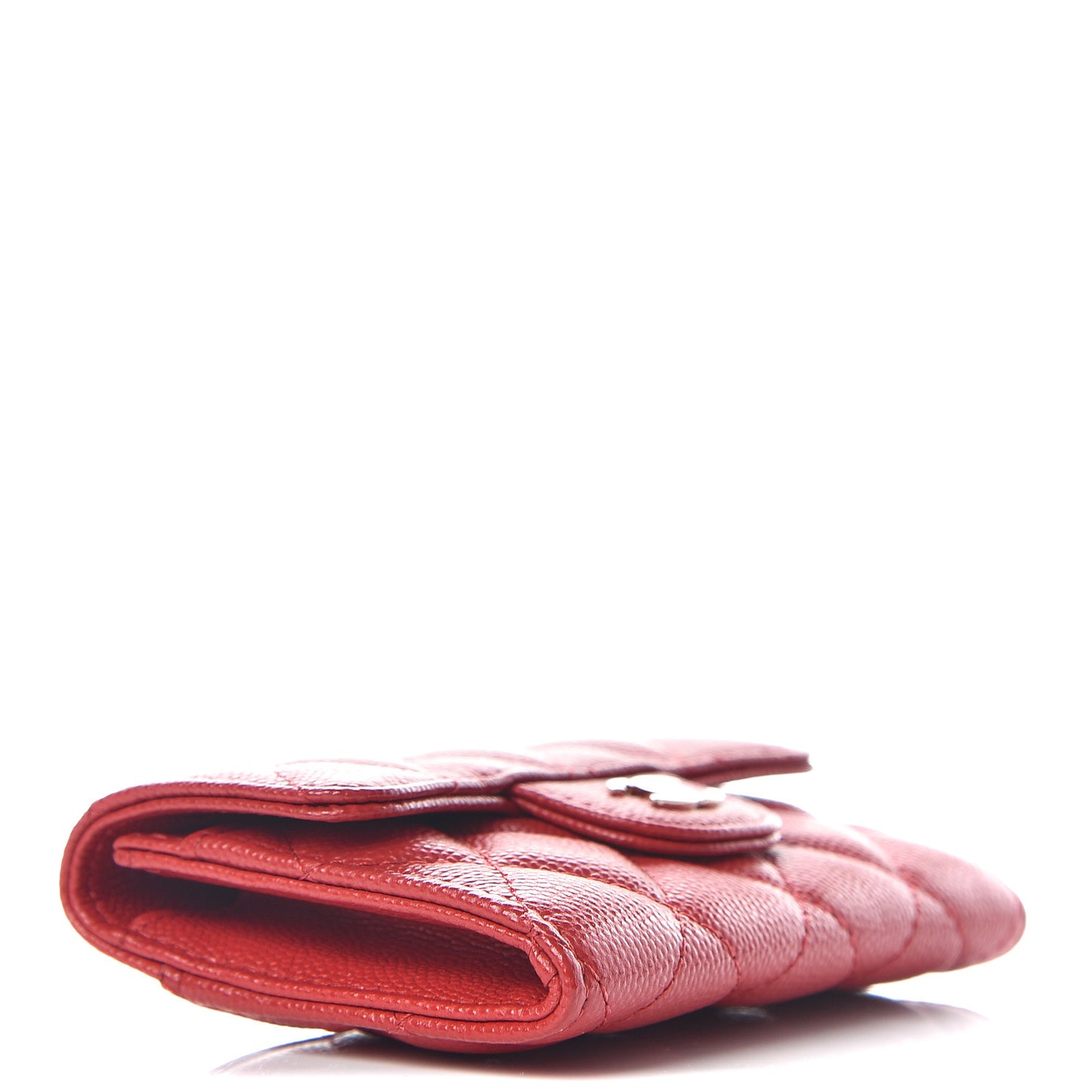 Caviar Quilted Flap Card Holder Dark Red