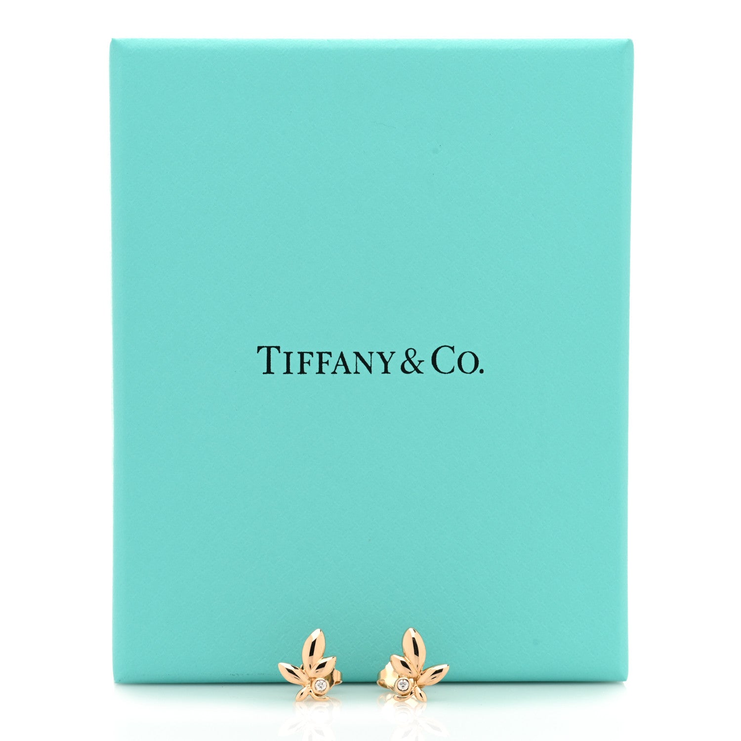 Tiffany 18K Rose Gold Diamond Paloma Picasso Olive Leaf Earrings 5 of 5