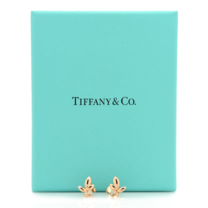 Tiffany 18K Rose Gold Diamond Paloma Picasso Olive Leaf Earrings 5 of 5