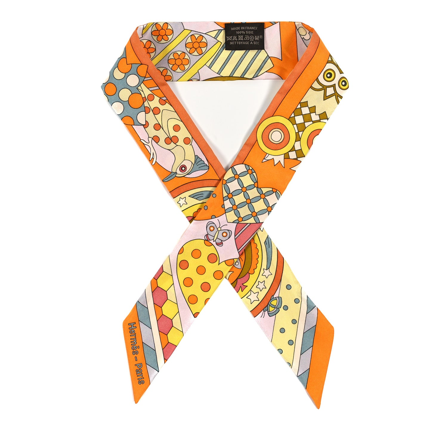 Silk Les Murmures de la Foret Twilly Orange Jaune Vif Vert