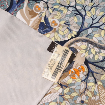 Hermes Silk Au Coeur de la Vie Scarf 90 Mastic Gris Bleuete Rouge 6 of 7