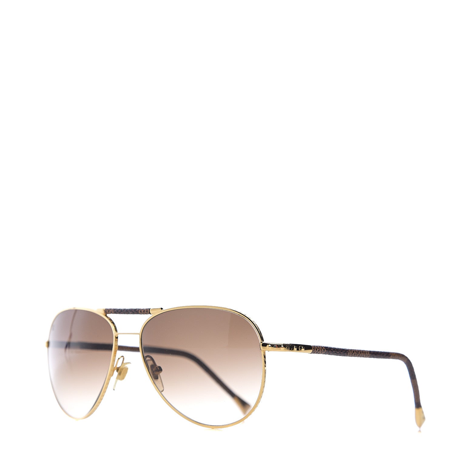 Louis Vuitton Damier Ebene Conspiration Pilote Aviator Sunglasses Z0202U Gold 1 of 8
