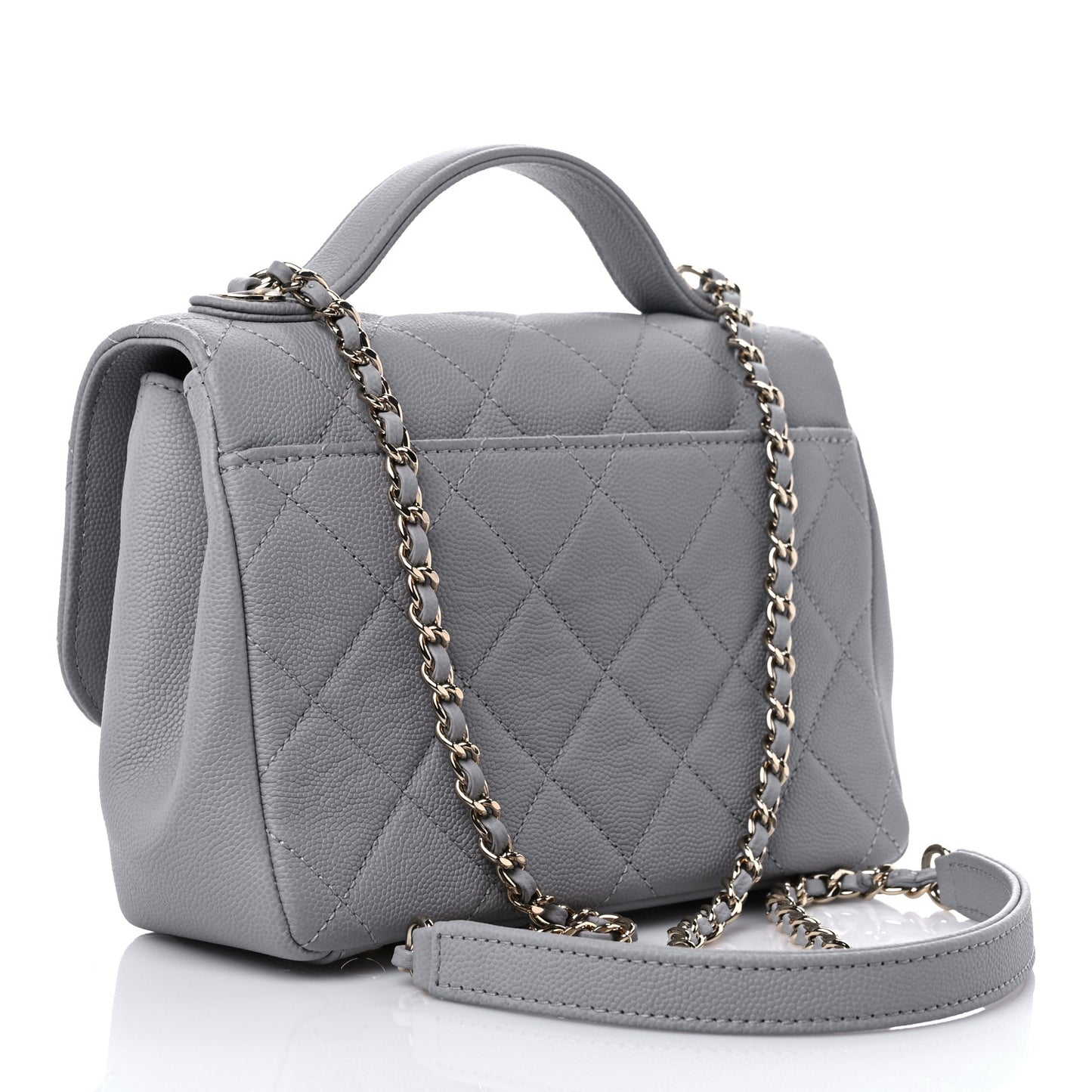 Caviar Quilted Small Business Affinity Flap Grey