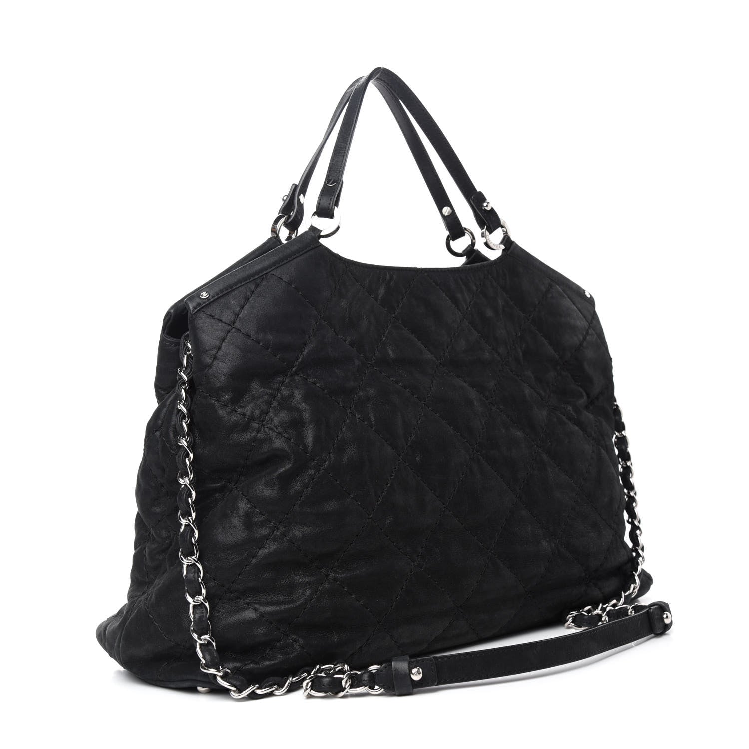 Chanel Iridescent Calfskin Stitched CC Shopping Tote Black 3 of 13