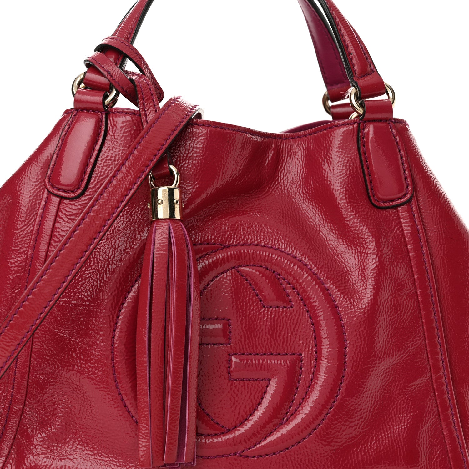 Gucci Patent Small Soho Shoulder Bag Bright Bougainvillea 8 of 13