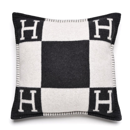 Hermes Wool Cashmere Avalon Pillow PM Ecru Gris Fonce 1 of 6