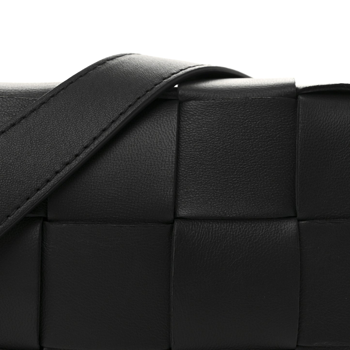 Lambskin Maxi Intreccio Small Cassette Crossbody Bag Black
