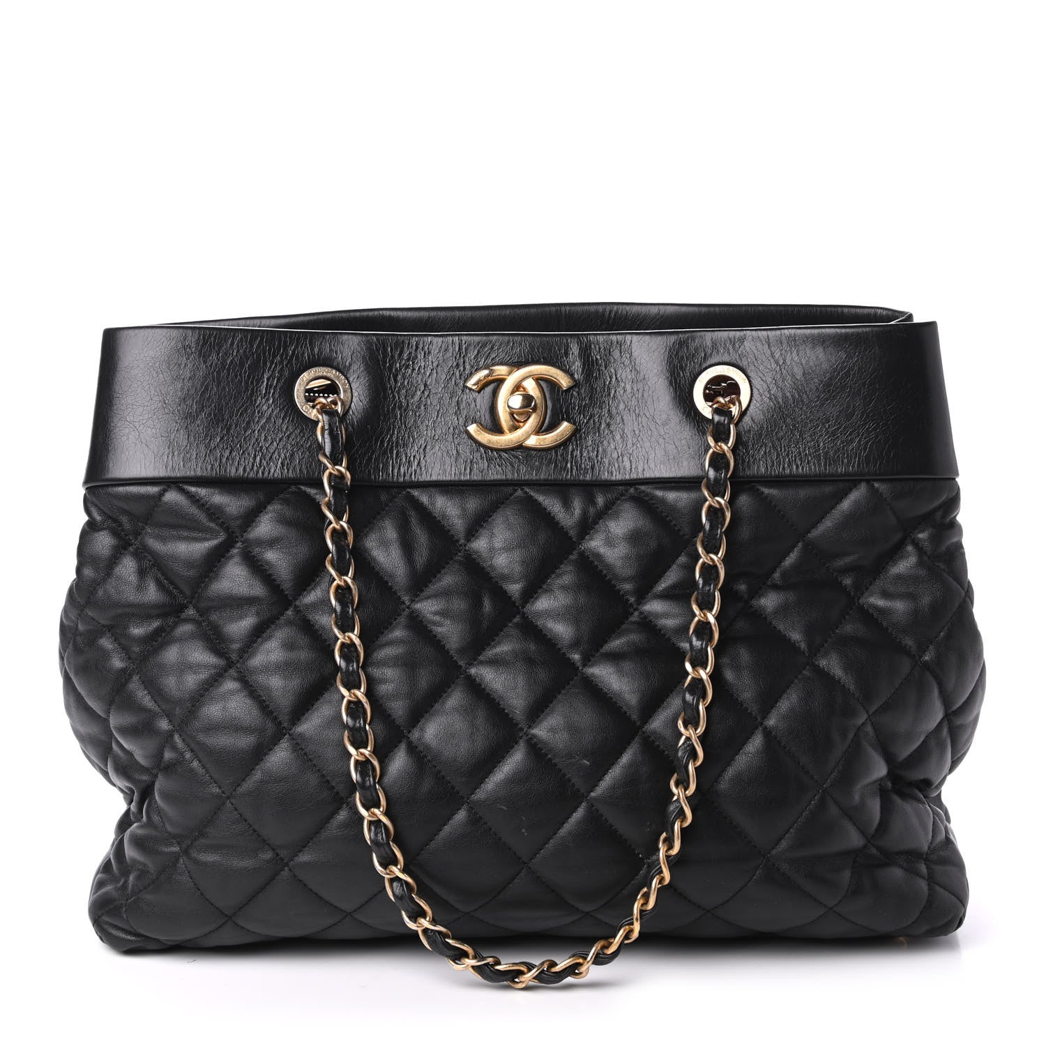 Chanel Calfskin Quilted Large Soft Elegance Tote Black 1 of 10