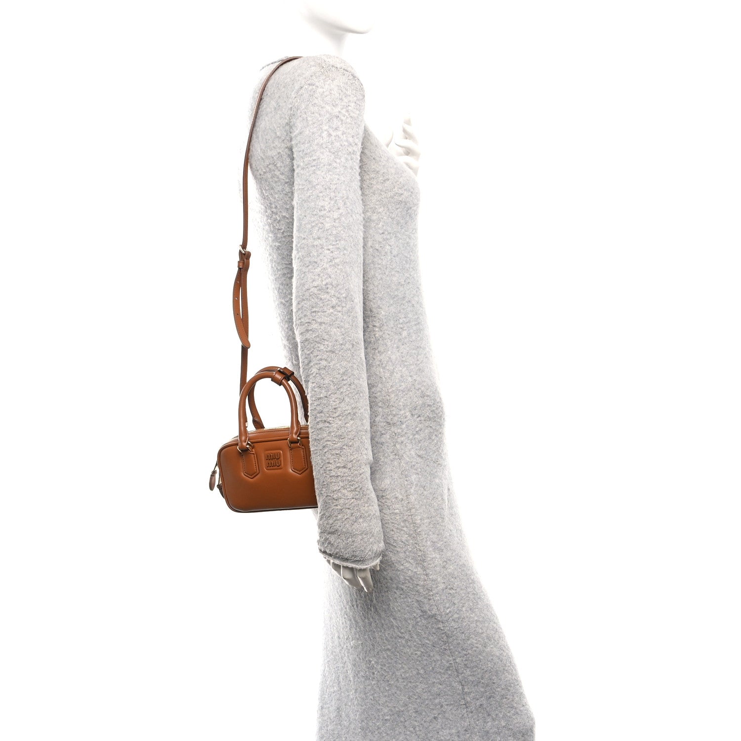 Miu Miu Calfskin Mini Arcadie Top Handle Bag Cognac 1835488