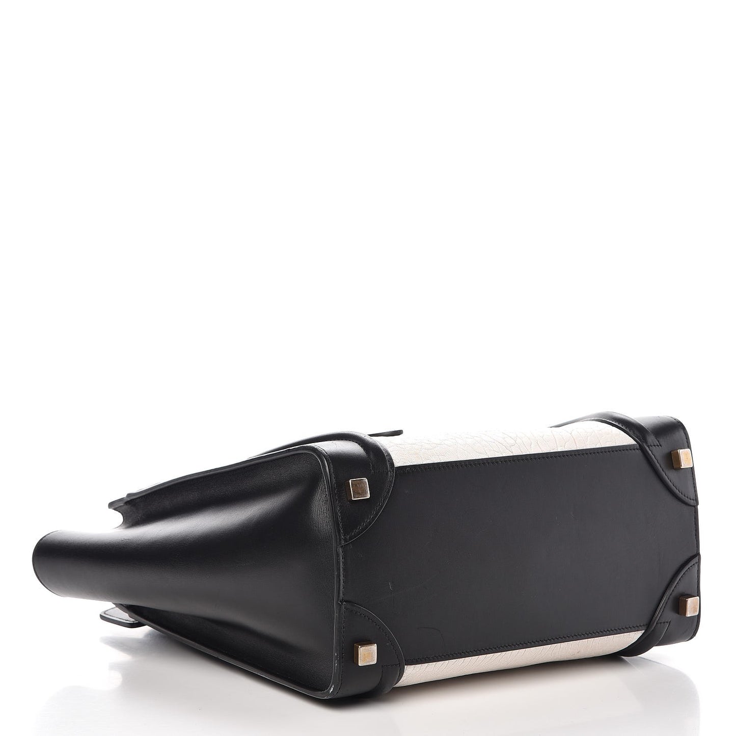 Shrunken Lambskin Micro Bi-Color Luggage Black White