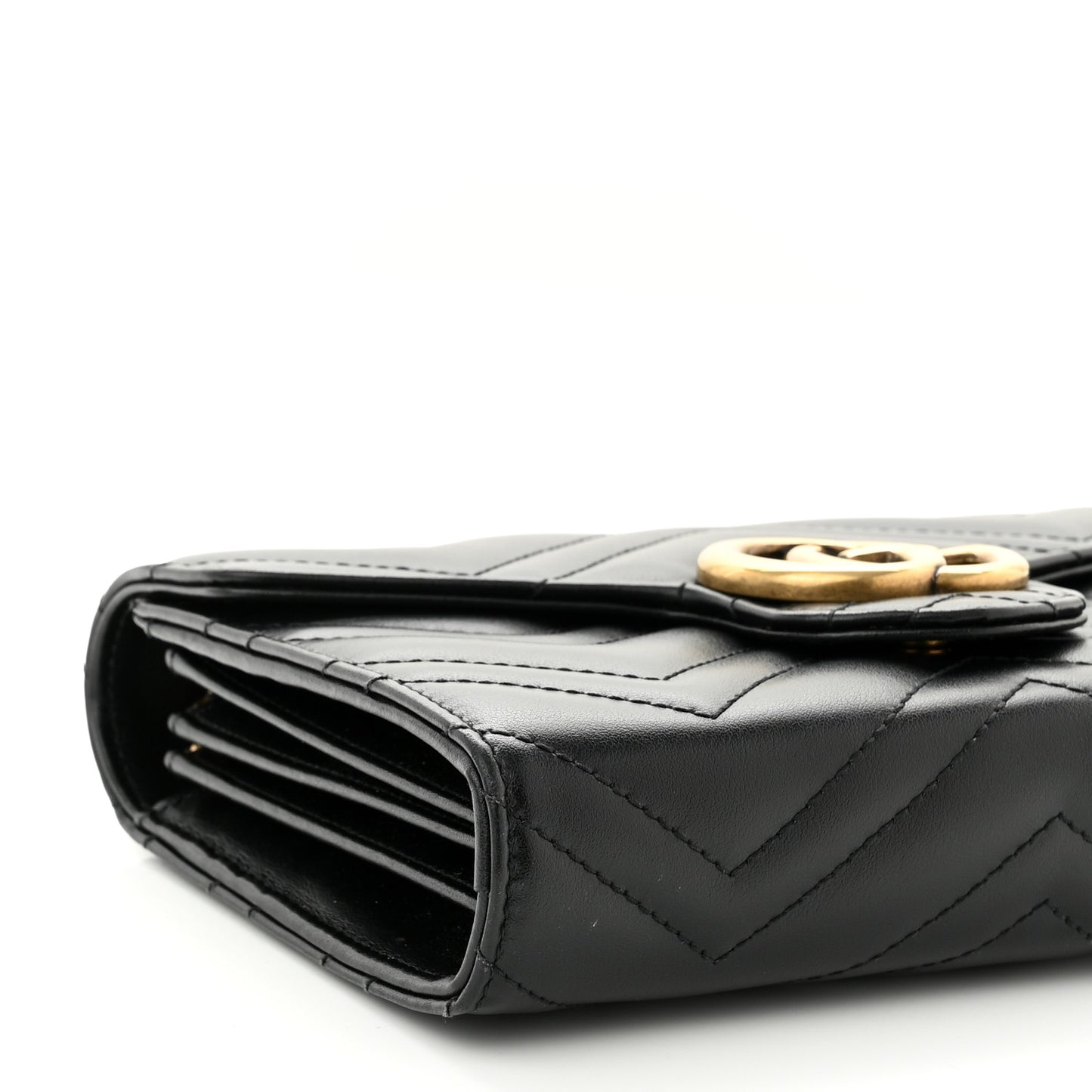 Calfskin Matelasse GG Marmont Chain Wallet Black