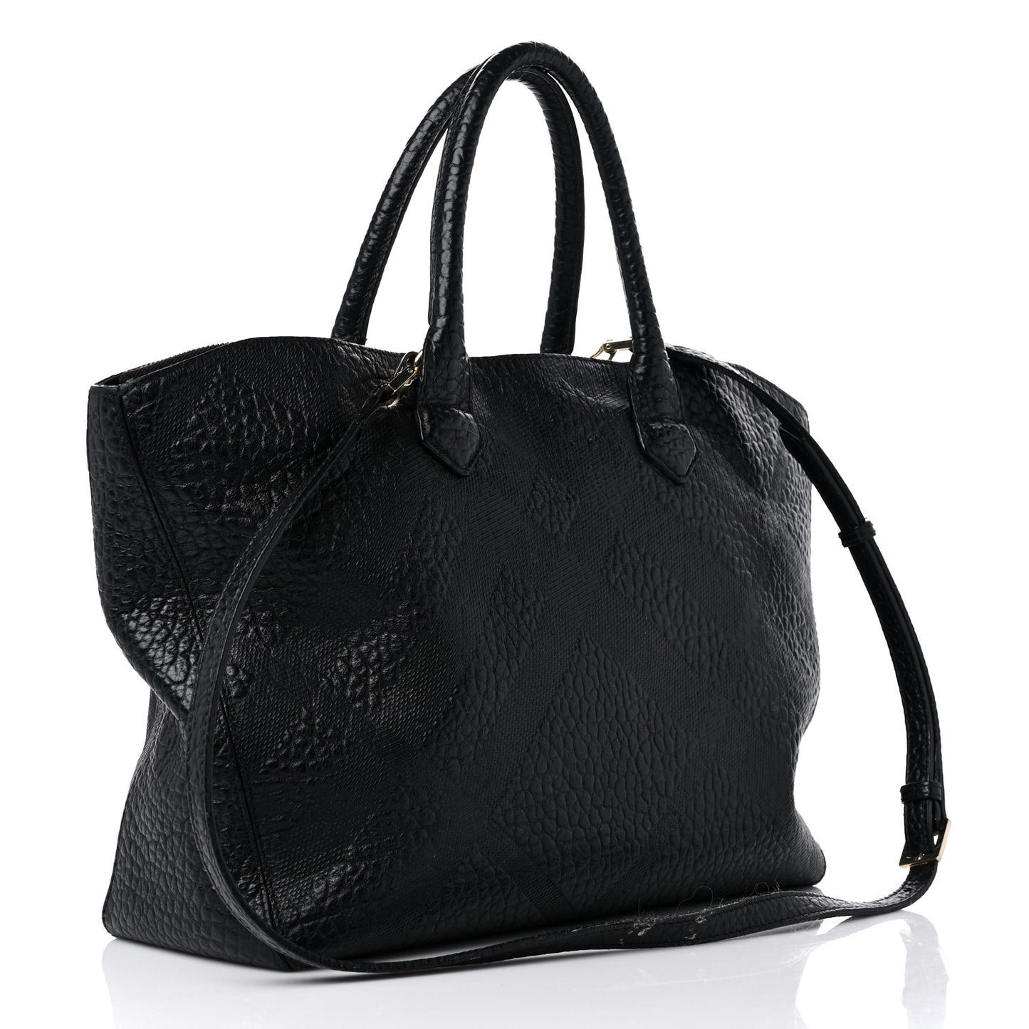 Heritage Grain Check Embossed Medium Dewsbury Tote Black