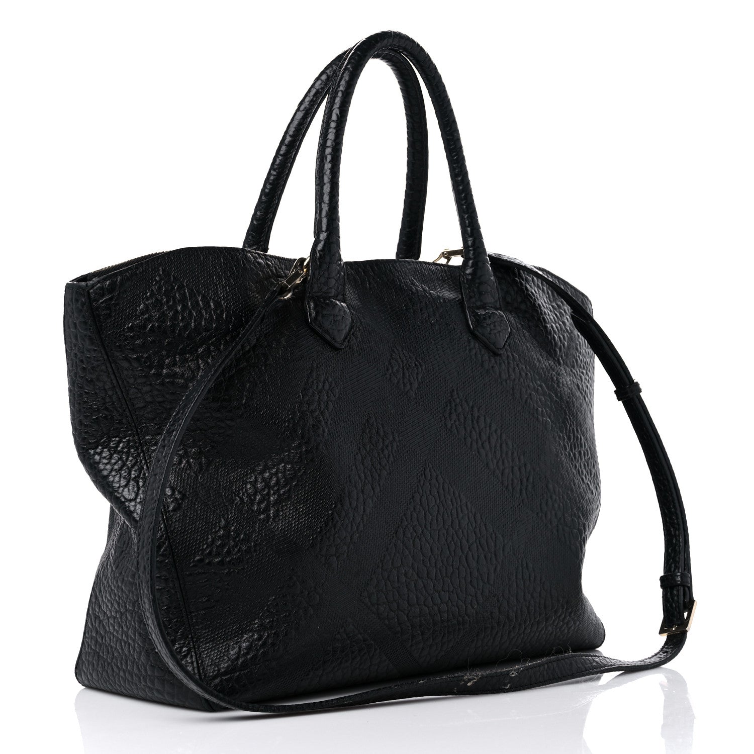 Burberry Heritage Grain Check Embossed Medium Dewsbury Tote Black 3 of 19