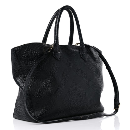 Burberry Heritage Grain Check Embossed Medium Dewsbury Tote Black 3 of 19