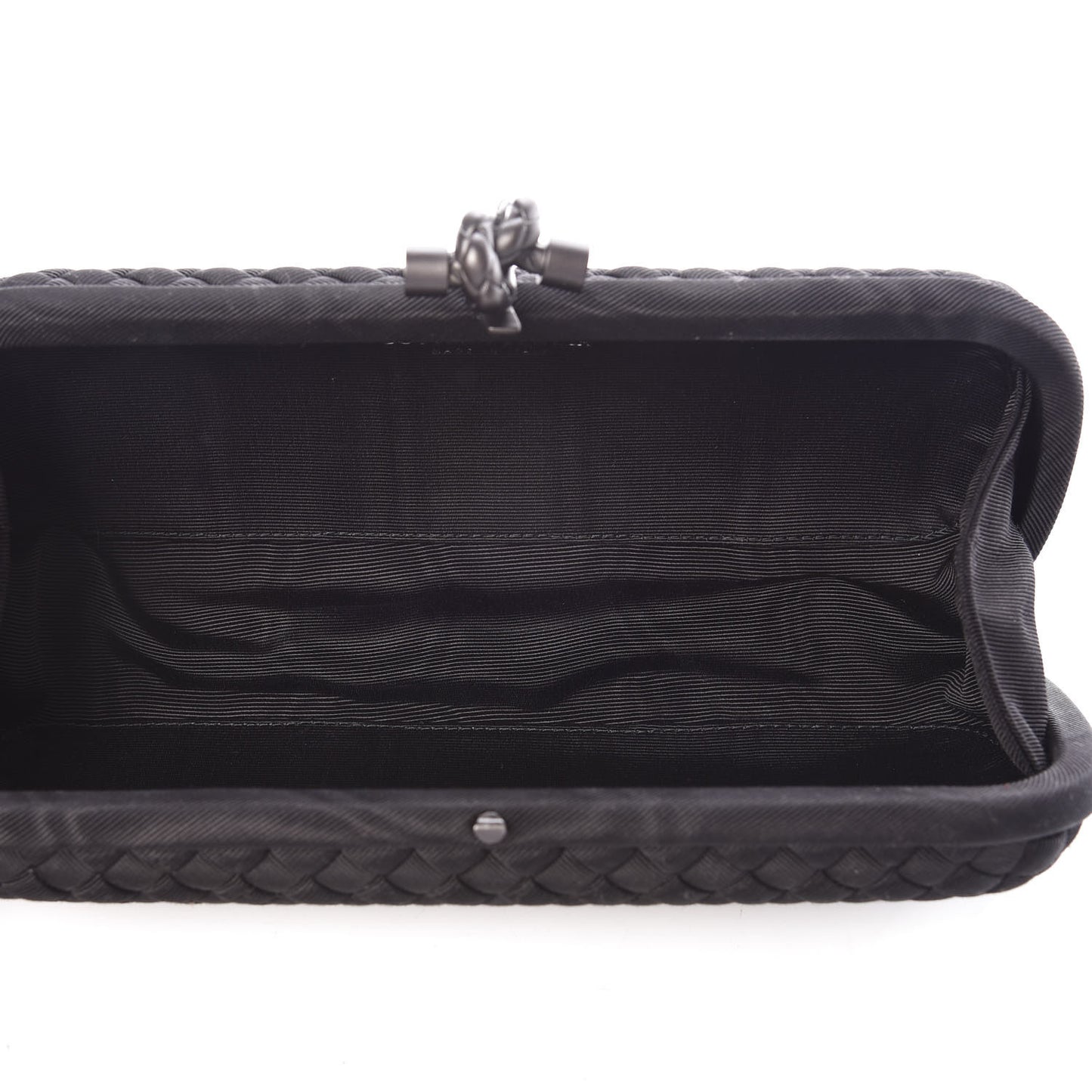 Satin Intreccio Impero Stretch Knot Clutch Black