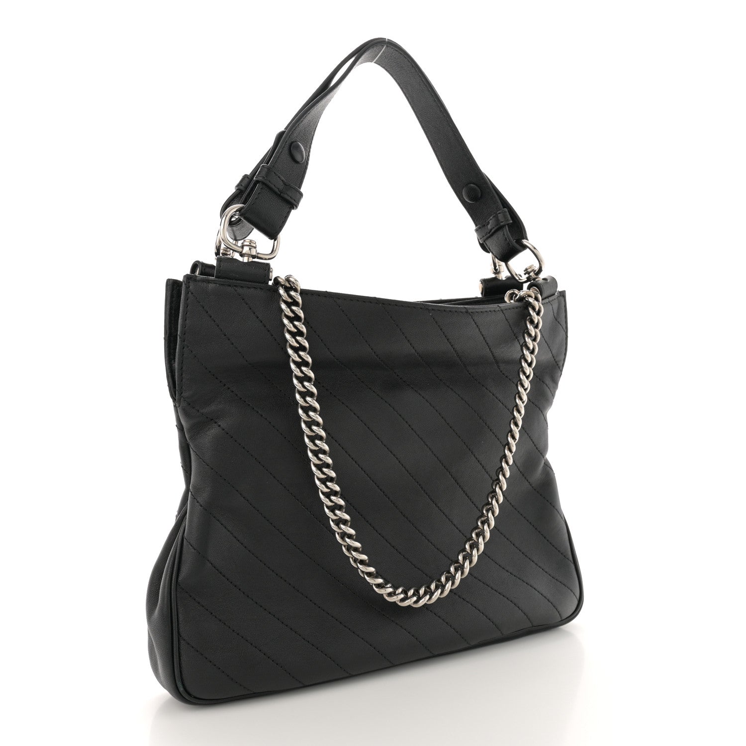 Gucci Sakai Be Green Calfskin Diagonal Stitched Small Blondie Tote Black 3 of 14