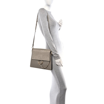 Chloe Calfskin Suede Medium Faye Shoulder Bag Motty Grey 3 of 10