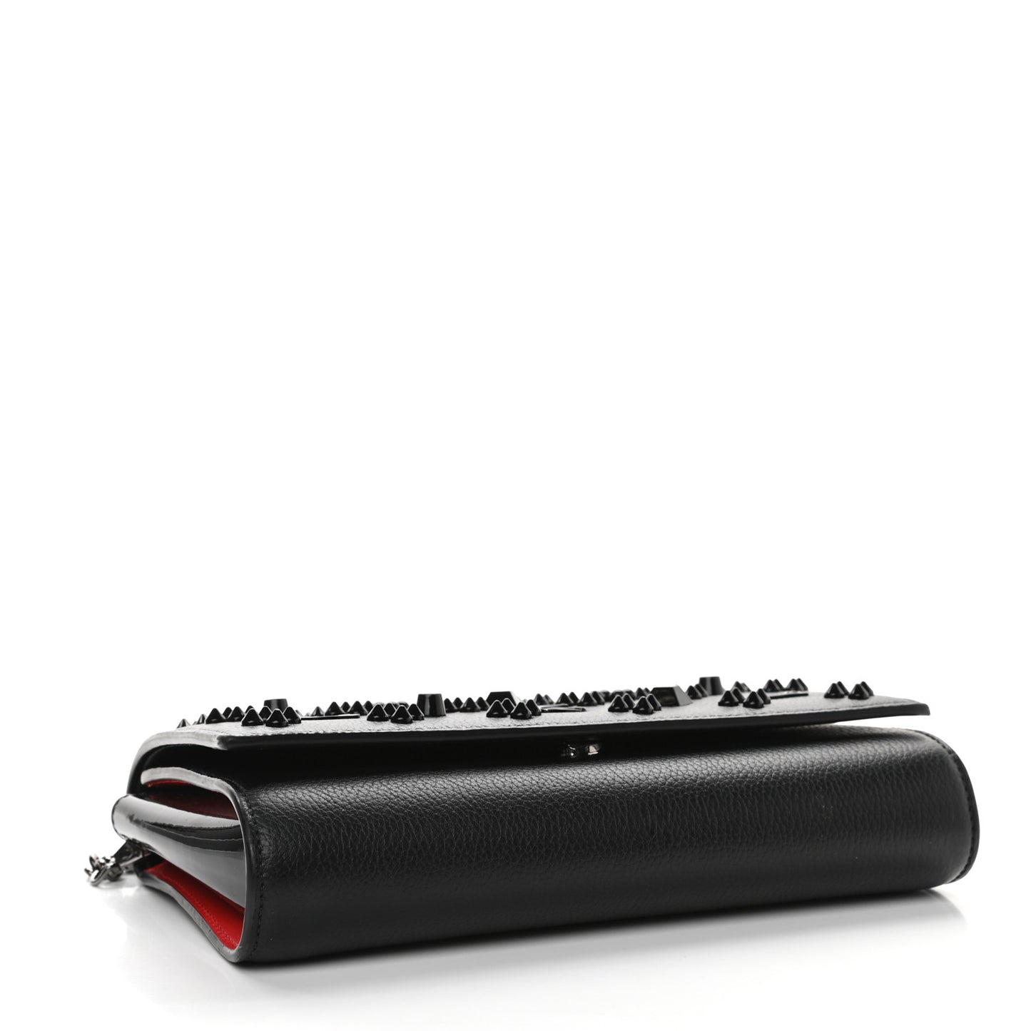 Calfskin Spikes Loubinthesky Paloma Clutch Black