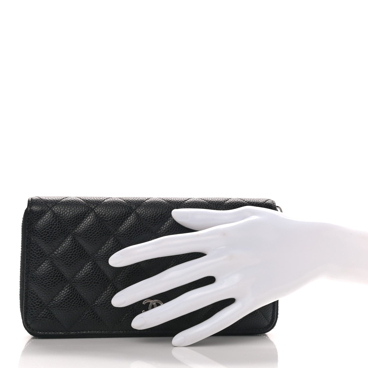 Caviar Quilted Large Gusset Zip Around Wallet Black