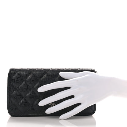 Chanel Caviar Quilted Large Gusset Zip Around Wallet Black 2 of 9
