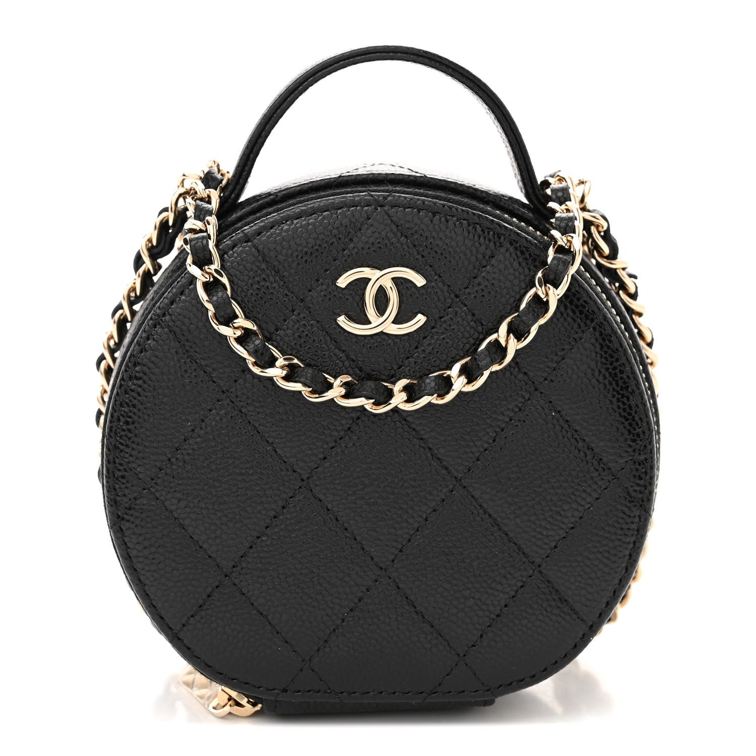 Chanel Caviar Quilted Round Handle With Care Vanity With Chain Black 1 of 11