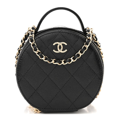 Chanel Caviar Quilted Round Handle With Care Vanity With Chain Black 1 of 11