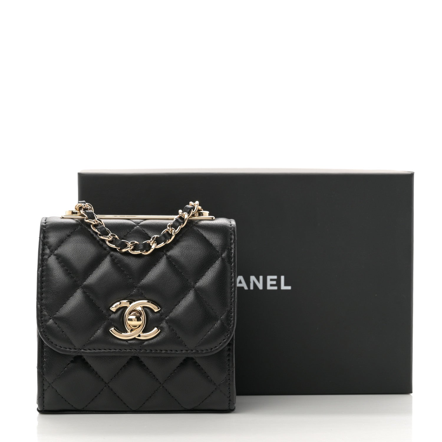 Chanel Lambskin Quilted Mini Trendy CC Chain Wallet Black 10 of 10